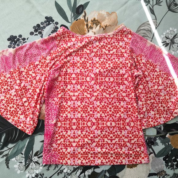 AND Womens flowing butterfly sleeve Pink Red top Size M - Picture 5 of 5